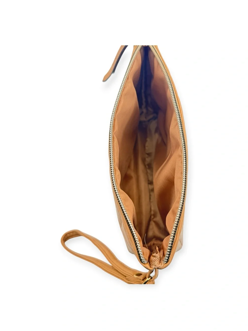 Joan & David Tan Quilted Nylon Wristlet Pouch Cosmetic Bag
